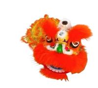 NIUSABOU Chinese Lion Dance Mascot, Chinese Lion Dance Head 9 inches Multicolor(Orange)