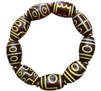 NIUSABOU Tianzhu Agate Bracelet, One to Nine Eyes Tibetan Dzi Bead Onyx Agate Bracelet Unisex 2.2x1.4cm 0.5mm Hole with Certificate