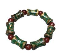 NIUSABOU Tianzhu Agate Bracelet, Tibetan Three Eyes Dzi Bead Bracelet Natural Agate with Certificate 2.2x1.2cm Unisex