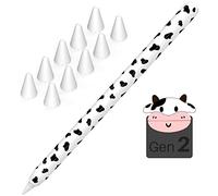 NIUTRENDZ Cow Print Case for Apple Pencil 2nd Generation Case Cover Silicone Protective Sleeve Skin Accessories with 10pcs iPencil Tips Cover (Black)