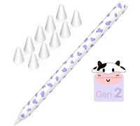NIUTRENDZ Cow Print iPencil Case for Apple Pencil 2nd Generation Case Cover Silicone Protective Sleeve Skin with 10pcs iPencil Tips Cover (iPencil 2nd Generation, Purple)