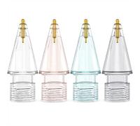NIUTRENDZ Replacement Tips 4 Pack-Compatible with Apple Pencil 2nd & 1st Generation Upgraded Metal Fine Point High Sensitivity Precise Control Nibs for Pencil, Clear+Blue+Grey+Pink, 1.05mm