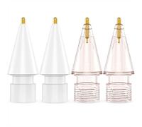 NIUTRENDZ Replacet Tips 4 Pack-Compatible with Apple Pencil 2nd & 1st Generation Upgraded Longer Metal Fine Point High Sensitivity Wear-Resistant Precise Control Nibs for Pencil, White+Pink, 1.95mm