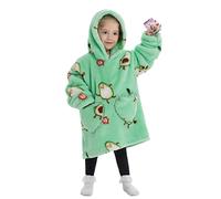 NIUVOO Blanket Hoodie for Kids Toddlers, Super Soft Fleece Dressing Gown Kids Wearable Blanket Warm Comfortable Hooded Robe Gifts for Boys Girls(Color:Avocado)