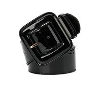 NIUXICH 4.8 cm Wide Belt Female Dress Belts Patent Leather Black/Red Women Dress Decorative Belt, Black, 103cm
