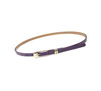 NIUXICH Leather Thin Belt for Women Narrow Thin Dress Belt Female Pin Buckle Waist Belt Jeans Decorative Belt, Purple, 103x1cm