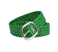 NIUXICH Women Braided Bright Colors Belts Ladies Waist Ornament No Holes Casual Jeans Belt Width 3 cm, Green, 105cm