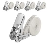 NIUXX 4 Pcs Ratchet Lashing Tie Down Straps Sets, 6m Heavy Duty Tensioning Belt Fastening Load Securing Straps with Adjustable Metal Buckle, Rack Ropes for Truck Luggage Motorcycles Refrigerator