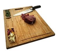 NIUXX Bamboo Cutting Board for Kitchen: Reversible Chopping Tray with 3 Built-in Compartments & Juice Grooves - Extra Large 50x36x2 cm Charcuterie Block with Handle for Meats Vegetable Bread Fruits