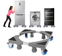 NIUXX Multi-Functional Moving Base with 4 Locking Swivel Wheels and 4 Adjustable Feets, Adjustable Mobile Furniture Dolly Roller for Refrigerator, Washing Machine, Dryer or Large Storage Boxes