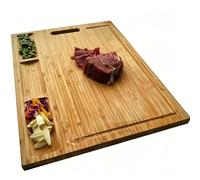 NIUXX Organic Bamboo Cutting Board for Kitchen: Reversible Chopping Tray with 3 Built-in Compartments & Juice Grooves - Large 43x32x2 cm Charcuterie Block with Handle for Meats Vegetable Bread Fruits