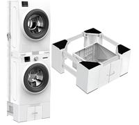 NIUXX Universal Refrigerator Stand with Drawer, Furniture Base with Hight Feet 23.9 cm, Adjustable Width 63-69 cm Washing Machine Base with 4 Strong Feet, Washer and Dryer Pedestal for Small Appliance