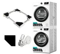 NIUXX Universal Stacking Kit for Washing Machine and Dryer - Space Saving | Adjustable 46-66 cm Washer Dryer Stacking Unit for Rent Appartments - Non-slip Mat & Ratchet Strap - Protect Machines Safety