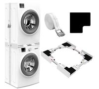 NIUXX Universal Stacking Kit for Washing Machine and Tumble Dryer, Adjustable Stacking Frame Kit for 46-66 cm Washer Dryer, Intermediate Frame with Ratchet Ropes and Anti Vibration Pads, Space-Saving