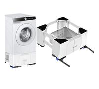 NIUXX Washing Machine Base with Brake Wheels, Adjustable Furniture Moving Pedestal with Drawer, Mobile Rolling Base for 63-69cm Washer Dryer Fridge, Appliances Refrigerator Moving Stand, Height 27.2cm