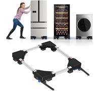 NIUXX Washing Machines Base with Brake Wheels, Adjustable Furniture Moving Dolly, Portable Washer Dryer Mobile Stand, Refrigerator Appliances Stand with Wheels, Black Large Furniture Rolling Base