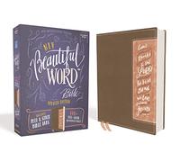 Niv, Beautiful Word Bible, Updated Edition, Peel/Stick Bible Tabs, Leathersoft, Brown/Pink, Red Letter, Comfort Print: 600+ Full-Color Illustrated Verses