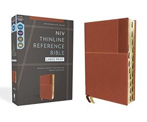 Niv, Thinline Reference Bible (Deep Study at a Portable Size), Large Print, Leathersoft, Brown, Red Letter, Thumb Indexed, Comfort Print: New ... Thinline Reference, Red Letter, Comfort Print