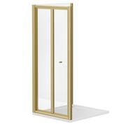 Niva 6 Bi-Fold Door Shower Enclosure | Brushed Brass | Glass/Aluminium | 760mm x 760mm