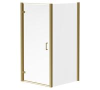 Niva 6 Hinged Door Shower Enclosure | Brushed Brass | Glass/Aluminium | 1000mm x 760mm