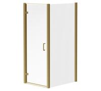 Niva 6 Hinged Door Shower Enclosure | Brushed Brass | Glass/Aluminium | 700mm x 900mm