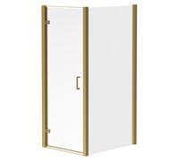 Niva 6 Hinged Door Shower Enclosure | Brushed Brass | Glass/Aluminium | 760mm x 1000mm