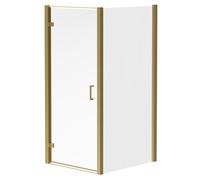 Niva 6 Hinged Door Shower Enclosure | Brushed Brass | Glass/Aluminium | 900mm x 760mm