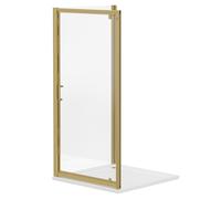 Niva 6 Pivot Door Shower Enclosure | Brushed Brass | Glass/Aluminium | 900mm x 700mm