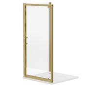 Niva 6 Pivot Door Shower Enclosure | Brushed Brass | Glass/Aluminium | 900mm x 760mm