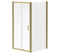 Niva 6 Sliding Door Shower Enclosure | Brushed Brass | Glass/Aluminium | 1000mm x 800mm