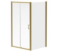 Niva 6 Sliding Door Shower Enclosure | Brushed Brass | Glass/Aluminium | 1100mm x 700mm