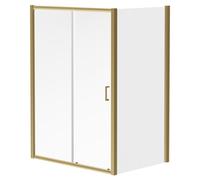 Niva 6 Sliding Door Shower Enclosure | Brushed Brass | Glass/Aluminium | 1400mm x 700mm