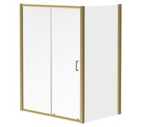 Niva 6 Sliding Door Shower Enclosure | Brushed Brass | Glass/Aluminium | 1500mm x 900mm