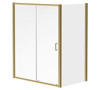 Niva 6 Sliding Door Shower Enclosure | Brushed Brass | Glass/Aluminium | 1600mm x 800mm