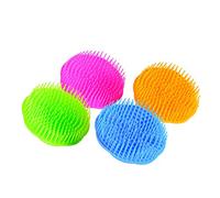 Niva Hair Scalp Massager Shampoo Brush - Flexible Scalp Exfoliator Dandruff Brush and Grass Shape Handle - Baby Shower Bath Brush Suitable for Women, Men & Pets | Pack 0f 4 (Blue-Green-Orange-Fuchsia)