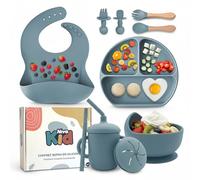 Nivakid Silicone Baby Feeding Set, Suction Plate & Bowl, Spoon and Cup, BPA-Free Dinnerware for Weaning Toddlers, Dishwasher & Microwave Safe, Ideal Newborn Gift for Boys & Girls