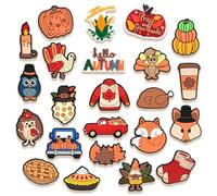 NIVANA Fall Shoe Charms, Thanksgiving Autumn Pumpkin Turkey Leaves Shoe Decoration Charms for Shoes Slides Sandals Bracelets, Bags, Gifts for Holiday, Party, Birthday.