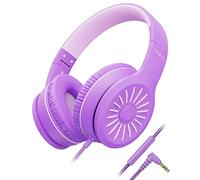 NIVAVA Wired Headphones with Microphone, K16 On-Ear Headphones for Kids with 3.5MM Jack, Foldable Stereo Bass Headphones for Teens School Amazon Kindle, Fire, Chromebook, Tablet(Purple Pink)