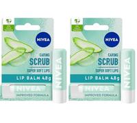 NIVEA 2in1 Aloe Vera Lip Scrub (4.8g), Caring Lip Balm with Aloe Vera and Vitamin E, Gently Exfoliates for Super Soft Lips, Intensive Lip Care, No Need to Wipe Off (Pack of 2)