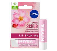 NIVEA 2in1 Caring Lip Scrub (4.8g), Lip Balm with Rosehip Oil and Vitamin E, Gently Exfoliates for Super Soft Lips, Intensive Lip Care, No Need to Wipe Off