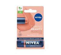 NIVEA 3-in-1 Caring Beauty Lip and Ch alm SPF 30, Nude, 4.8 g | Lip and Cheek Tint with Shea Butter, Vitamin E and Organic Almond Oil, Rich Colour, 24-Hour Moisture, SPF 30 UV Protection