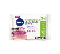 NIVEA 3-in-1 Caring Cleansing Wipes Dry Skin (20 Wipes), Plant-Based Makeup Remover Wipes, Face Wipes for Dry Skin, Gentle yet Effective Makeup Removal