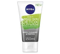 NIVEA 3-IN-1 Urban Skin Detox Clay Wash, 150ml, Detoxing Face Mask for All Skin Types, Face Wash, Natural Clay Mask with Black Rice & Green Tea Extract.