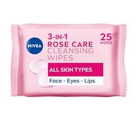 NIVEA 3in1 Rose Care Cleansing Wipes (2x25 Wipes), Plant-Based Makeup Remover Wipes, Face Wipes with Organic Rose Water, Gentle yet Effective Makeup Removal