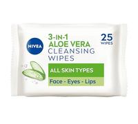 NIVEA Aloe Vera Cleansing Wipes (25 Sheets), Plant-Based Makeup Remover Sheets, Gentle Yet Effective Hydrating Face Wipes with Organic Aloe Vera for Makeup Removal