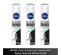 NIVEA Anti-Perspirant Deodorant Spray Black & White Fresh 250ml pack x3 UK Stock