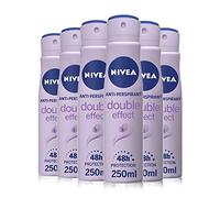 NIVEA Anti-Perspirant Deodorant Spray Double Effect Pack of 6 (6 x 250ml), 48hr Deodorant for Women, Protection & Smooth Underarms, Anti-Perspirant Spray for Women, Deodorant Womens
