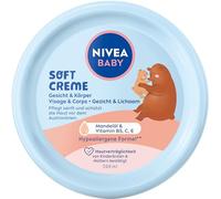 NIVEA Baby Soft Care Cream, Vegan & Hypoallergenic, Moisturising Face & Body Cream with Almond Oil & Vitamins, Protects & Strengthens Delicate Baby Skin, No Microplastics or Parabens (200 ml)