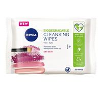 NIVEA Biodegradable Cleansing Wipes Dry Skin (20 sheets), Biodegradable Wipes made from 100% Renewable Plant Fibres, Make-Up Wipes for Dry Skin, Face