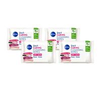 NIVEA Biodegradable Cleansing Wipes Dry Skin (40 sheets), Biodegradable Wipes made from 100% Make-Up Wipes, Face Wipes Makeup Remover (Pack of 4)